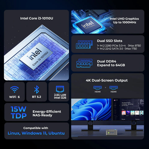 GMKtec NucBox G3 Pro Intel® Core™ i3-10110U Mini PC