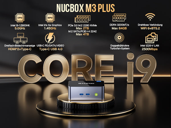 ミニPC NucBox M3 PLUS i9-12900HK Ram32GB/256GB Mini PC GMKtec Nucbox M3 Plus Intel Core i9 2.5GHz SSD 1TB/32GB
