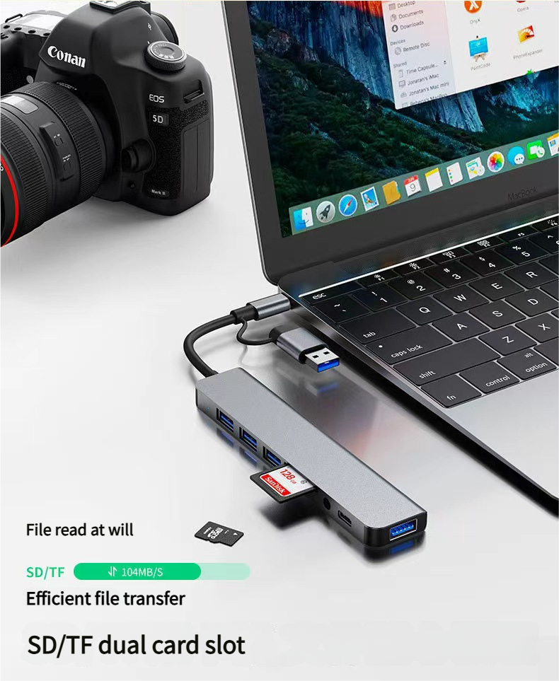 8-in-1 USB Hub Docking Station