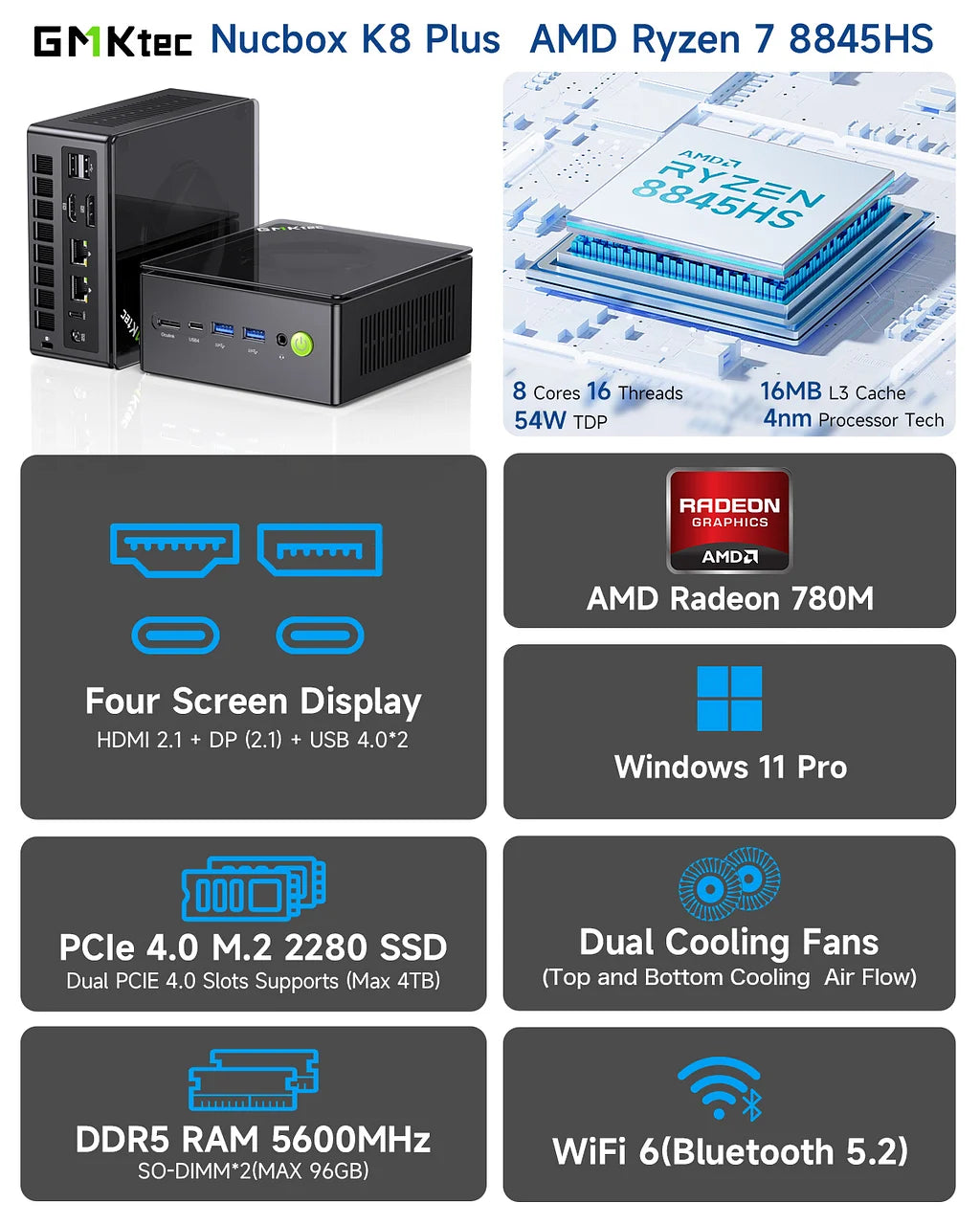 GMKtec NucBox K8 Plus AMD Ryzen™ 7 8845HS