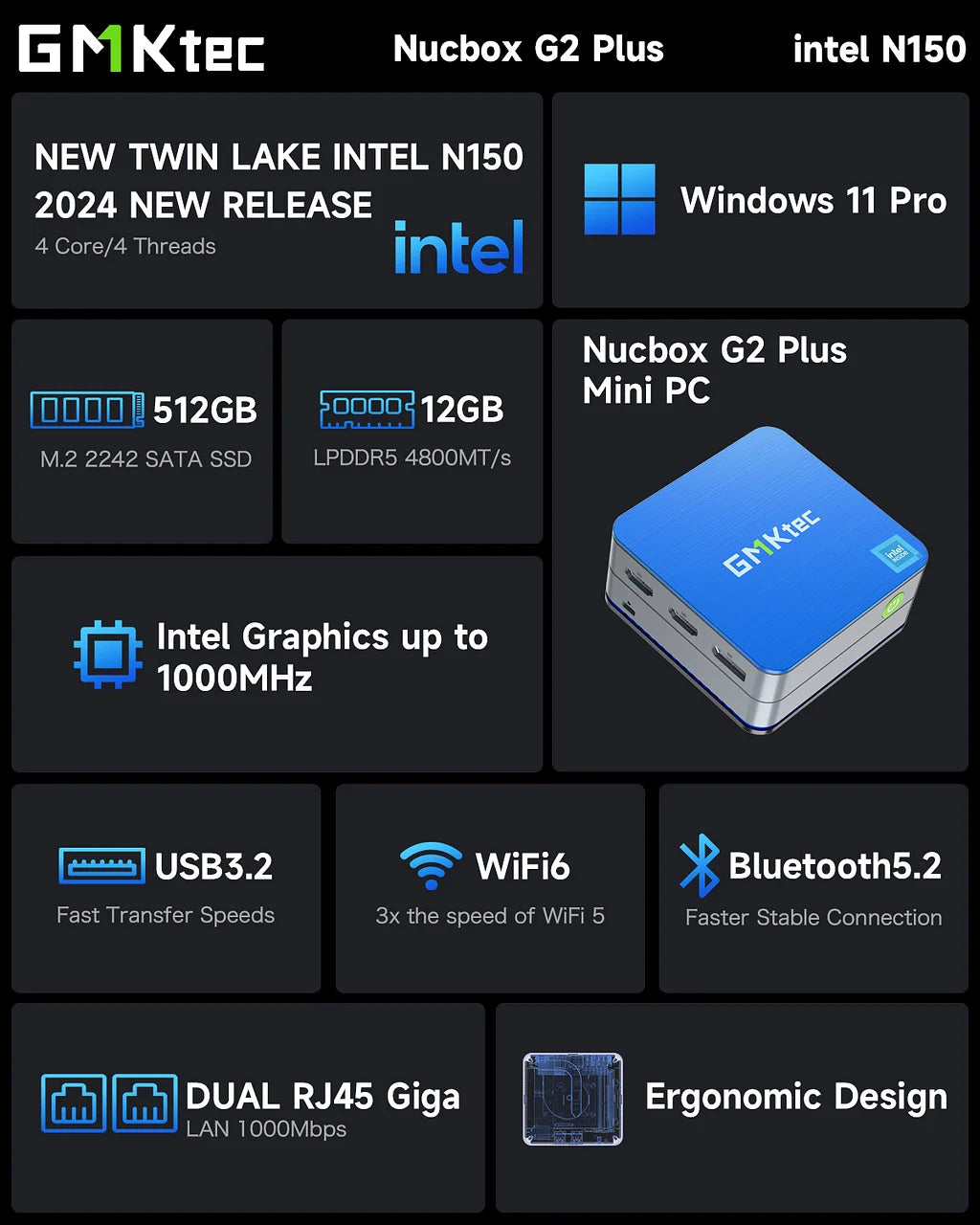 GMKtec NucBox G2 Plus Intel® Twin Lake N150